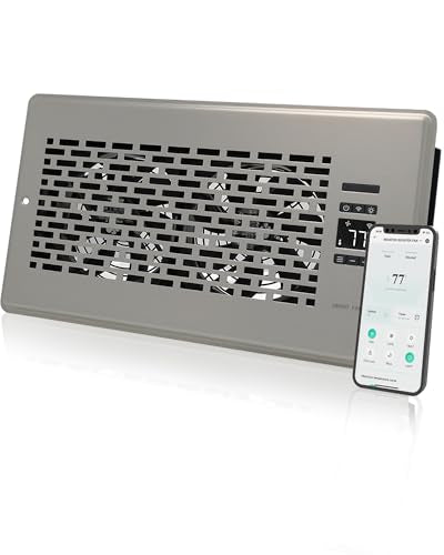 2026 Super Quiet Register Booster Fan for 6" x 12" Register Holes, Smart Register Vent with Dual Intelligent Thermostat and WiFi App Control, Heating Cooling AC Vent Fan (SN) - color: Satin Nickel, size: 6" x 12"