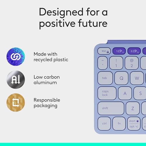 Logitech Keys-to-GO 2 Portable Bluetooth Tablet Keyboard - Lilac | Built-in cover, slim & compact wireless design, for Windows, Android, Linux, iPad, iPhone, Mac, Apple TV - color: Lilac, style: Keys-To-Go 2
