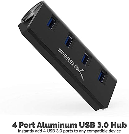 SABRENT 4-Port USB 3.0 Hub Aluminum Portable Data Hub with 2.5ft USB 3.0 Cable for iMac, MacBook, MacBook Pro, MacBook Air, Mac mini, or Any PC [Black] (HB-MC3B) - size: USB-A 4-Port – Black