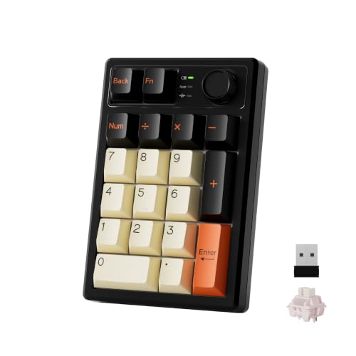 K19Pro Numeric Keyboard, Long-Lasting Version (Without RGB) | Wireless Mechanical Number Keypad Hot-swappable Bluetooth Numpad 5.0/2.4GHz Mac Win iOS Android - color: (Without RGB)Grey 19 Key