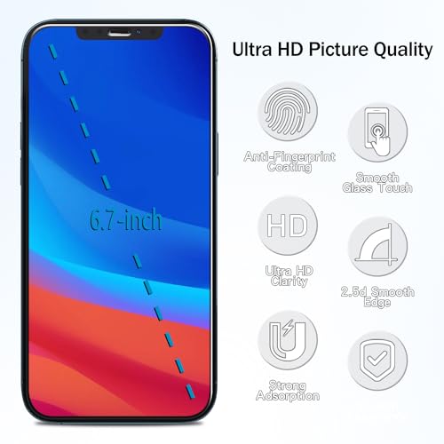 2 Pack Screen Protector Designed for iPhone 12 Pro Max 6.7-inch Anti Blue Light Tempered Glass Film, Easy to Install, Bubble Free - size: iPhone 12 Pro Max 6.7-inch