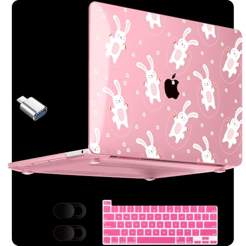 MEEgoodo for M2 MacBook Pro 13 inch Case 2022 2021 2020,Crystal Cover Fit Model A2338 M2/M1 A2251 A2289,Clear Case for 13.3-inch Laptop,Hard Shell for MacBook Pro M2, Bunnies Jumping Rope - color: Bunnies Jumping Rope