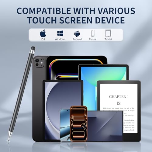 Stylus Pen for Touchscreen, 6 PCS Stylus 2-in-1 High Precision and Sensitivity, Suitable for iPad/iPhone/Samsung/Android Smartphone and Tablets, Compatible with Capacitive Touch Screen (Red) - color: Red