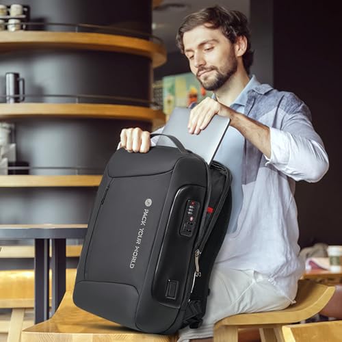 Anti-Theft Backpack, 15.6 Inch Laptop Backpacks for Men, Black | Business Backpack with USB Charging Port, Water Resistant Travel Laptop Backpacks for Work, Travel, Business Trip