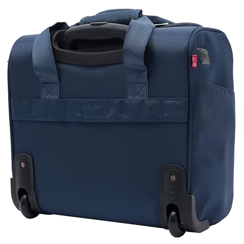 TPRC 15" Smart Underseat Carry-On Luggage with USB Charging Port, Navy Blue - color: Navy Blue