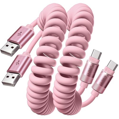 LISEN Pink USB C Cable, Gifts for Women Men 2 Pack for Android Auto & CarPlay Cable, Type C Charger Pink Compatible with iPhone 17/16 Galaxy S25/S24 Car Accessories for Women Wife Girlfriend Sisters - color: Pink, size: 4FT