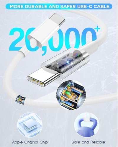 USB C to USB C, 240W USB C Cable, 6.6ft C to C Cable Fast Charging for Macbook Pro/Macbook Air, iPad Pro 12.9-inch, iPhone 15/Pro Max/Pro/Plus, Samsung Galaxy S23,Compatible 140W/100W /65W/45W/35W/20W - color: White, size: 6.6FT