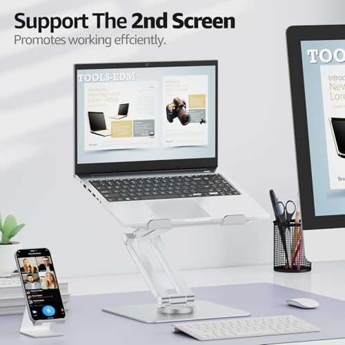 Urmust 360° Rotating Laptop Stand for Desk Adjustable Height, Ergonomic Laptop Riser Standing Desk Converter, MacBook Stand, Computer Lap top Riser Holder, Fits All Laptops 10-17" - color: A-Silver