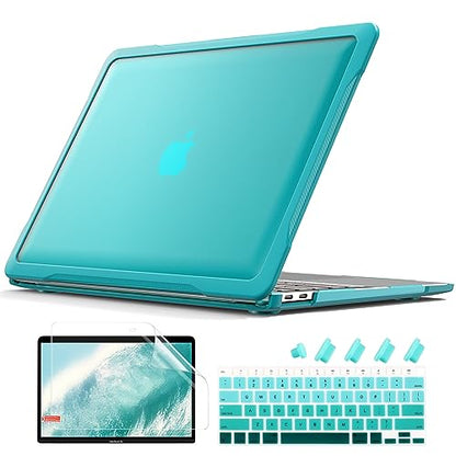 Batianda 4-in-1 Ultimate Case for MacBook Air 13 Inch 2018-2020, Blue | Fits M1/Intel Models A2337/A2179/A1932, Lightweight Slim Design, Carbon Fiber Side Texture, Matte Translucent Hard Shell - color: Blue