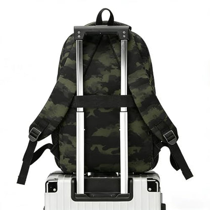 18'' Dark Camo School Backpack for Teens, 35L Water Resistant Bookbag with Luggage Strap, Large Capacity Daypack for School Daily Travel, Dark Camouflage - color: Camo Backpack Single Pack-3