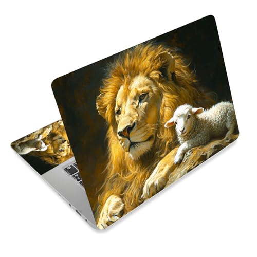 Aesthetic Laptop Skin Cover,12-15.6 Inch Universal Vinyl Sticker Decal,Waterproof Scratch-Resistant Notebook Wrap,Removable Residue-Free Protector,Lion and Lamb - color: Lion And Lamb