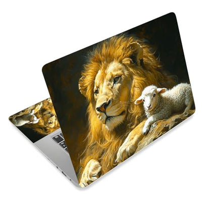 Aesthetic Laptop Skin Cover,12-15.6 Inch Universal Vinyl Sticker Decal,Waterproof Scratch-Resistant Notebook Wrap,Removable Residue-Free Protector,Lion and Lamb - color: Lion And Lamb