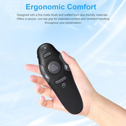 2.4GHz Remote Control Page Turner, Red Presentation Pointer, Plug & Play, Portable Presenter Clicker for Laptop, 98ft Control Range