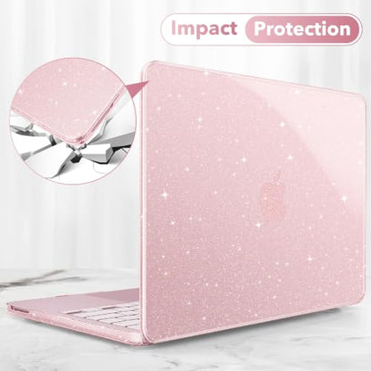 May Chen Compatible with MacBook Neo 13 inch Case 2026 Model A3404, Plastic Hard Shell,Keyboard Cover,Screen Protector,Dust Plug, for MacBook Neo 13" with A18 Pro Chip, Glitter Sakura Pink - color: Glitter Sakura Pink