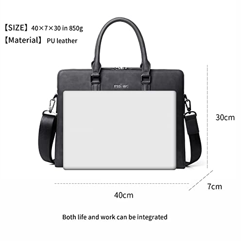 FSD. WG Business Bag Leather Messenger Bag Water Resistant Business Travel Briefcase Handbag Briefcase for Men - color: Black