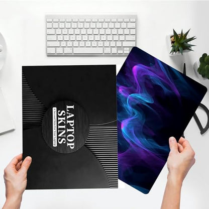 Universal Laptop Skin Sticker with 2 Wrist Pad Skins, Waterproof Scratch Resistant Vinyl Laptop Cover Decal, Cut to Fit for 11–15.6 Inch MacBook HP Dell Lenovo, Abstract Purple Blue Wave - color: Abstract Purple Blue Wave