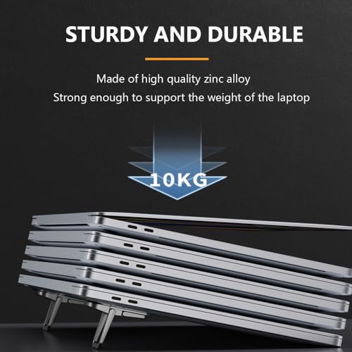 2PCS Metal Mini Foldable Laptop Stand, Portable Computer Keyboard Riser with 2 Adjustable Angles, Self-Adhesive Invisible Notebook Stand and Keyboard Lift for Desk (Silver) - color: Silver