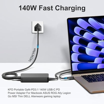 KFD 140W USB C Charger PD3.1 GaN 28V 5A Power Adapter for Framework Laptop 16 (2025),NVIDIA DGX Spark,HP OMEN Transcend 14 Spectre x360 16 Msi Prestige 14 16 Summit E16 AI Studio eero PoE MacBook Pro