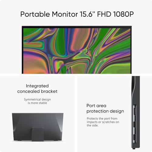 Portable Monitor 15.6'' FHD 1080P -Gaming Ultra-Slim Portable Laptop Monitor with Kickstand & Speakers - IPS Display for PC, MAC, Phone, Xbox, PS5 - USB C & HDMI Connectivity（WokeView Neo）