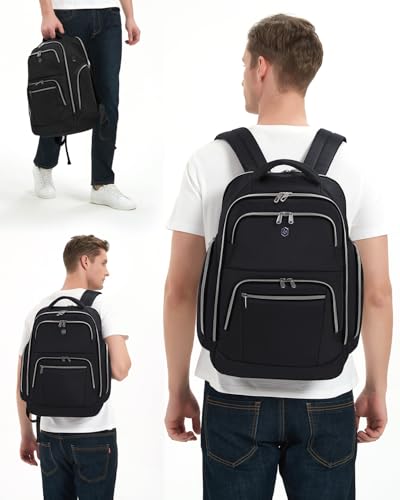 Blue Quartz Laptop Computer Backpack for Men Women,College Backpack fit 16Inch Laptop,Anti Theft Backpack with RFID Blocking,Travel Carry On Backpack,Business Work Pack (Black)