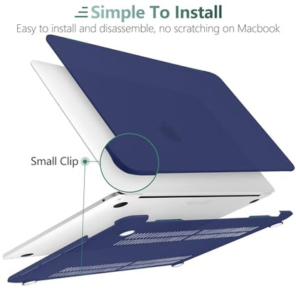 for MacBook Pro 13 inch Case 2023 2022 2021 2020 Release Model: A2338 M2/M1 A2289 A2251 with Touch Bar & Touch ID, Frosted Matte Plastic Hard Shell Case & Keyboard Cover, Navy Blue - color: Navy Blue