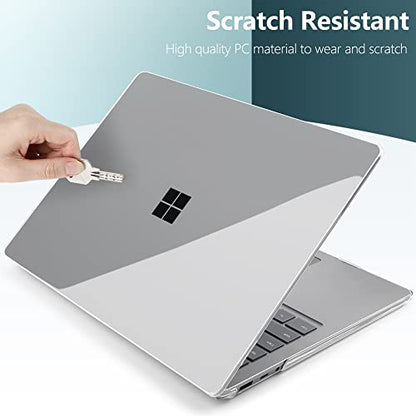 TWOLSKOO Case for 13.5" Microsoft Surface Laptop 5/4/3 with Metal Palm Rest Model 1951/1868, Protective Plastic Hard Shell & Keyboard Cover & Screen Protector & Dust Plugs, Crystal Clear