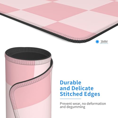 Pink Checkered Patter Gaming Computer Keyboard Cute Mouse Pad with Anti-fray Stitching, Premium-Textured Alfombrilla para Mouse with Non-Slip Rubber Base, 10 x 12 inch - color: Pink Checkered Patter
