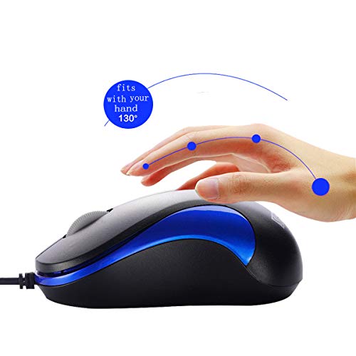 Laptop Mouse 2 Pack USB Optical Wired Mouse for Office and Home Use Compatible PCs Laptop Desktop Windows 7/8/10/11/XP Vista and Mac Blue by SOONGO - color: Bluedouble