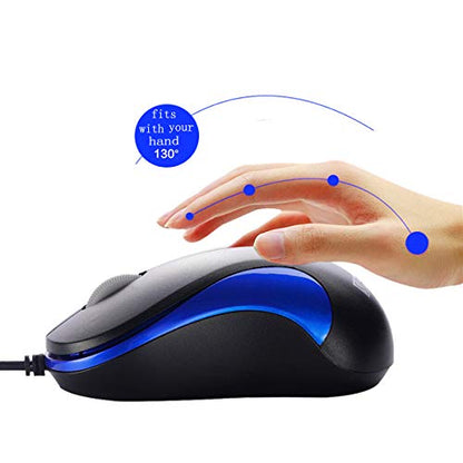 Laptop Mouse 2 Pack USB Optical Wired Mouse for Office and Home Use Compatible PCs Laptop Desktop Windows 7/8/10/11/XP Vista and Mac Blue by SOONGO - color: Bluedouble