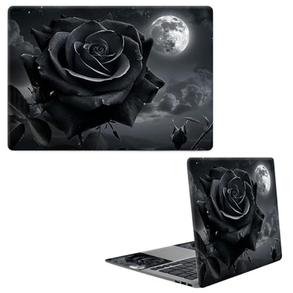 Laptop Skin Sticker Decal, Universal Protective Cover Fit 12 13 14 15.6 Inch Notebook, Reusable Water-Resistant Vinyl Decal w/ 2 Wrist Pads for Business Travel Office, Gray Roses - color: Gray Roses