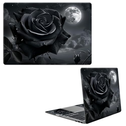 Laptop Skin Sticker Decal, Universal Protective Cover Fit 12 13 14 15.6 Inch Notebook, Reusable Water-Resistant Vinyl Decal w/ 2 Wrist Pads for Business Travel Office, Gray Roses - color: Gray Roses