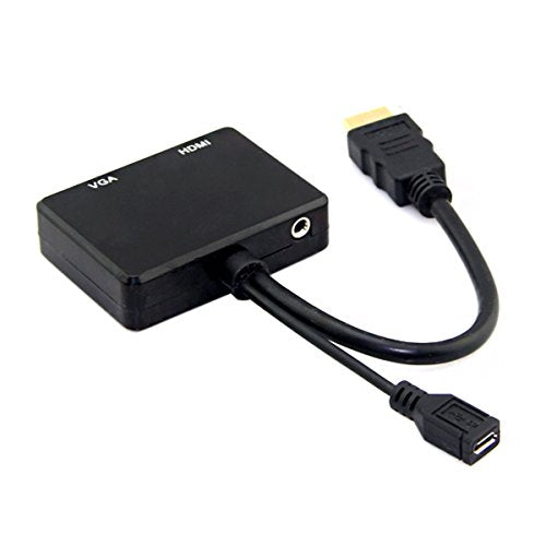 JSER HDMI to VGA & HDMI Female Splitter with Audio Video Cable Converter Adapter for HDTV PC Monitor - style: HDMI to HDMI+VGA