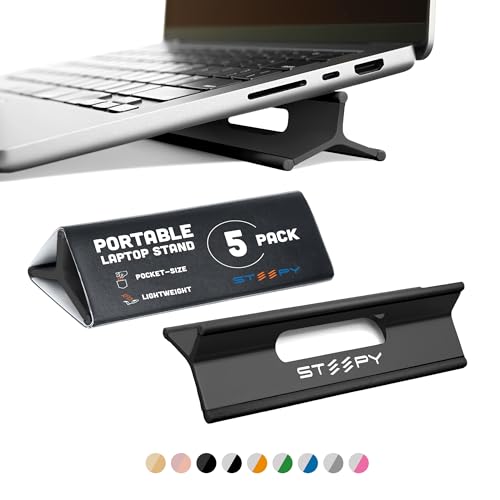 Steepy Portable Laptop Stand for Desk – Adjustable Height, & Portable Laptop Holder – Ergonomic Computer Stand for Cooling & Comfort – Slip-Proof, Sturdy Design – Universal Fit for 13-17 Inch Devices - color: Midnight Matte, size: 5 Pack