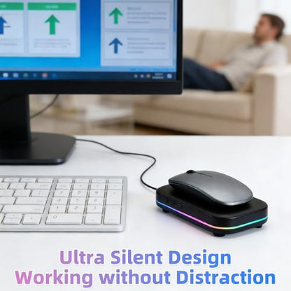 Mouse Mover Quiet Operation Ultra Slim, USB-C Powered Plug & Play, No Detection Risk, Mouse Mover to Prevent Screen Lock, Customizable Timer & RGB LED Light, for WFH/Office/Travel - color: Black 01