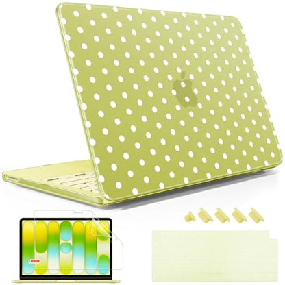 May Chen for MacBook Neo Case 13 inch 2026 | 100% Match Official Color | Pattern printing, Anti-Crack & Scratch & Fingerprint | Protective Hard Shell Cases Laptop Model A3404, Citrus - White Polka dot - color: Citrus - White Polka dot