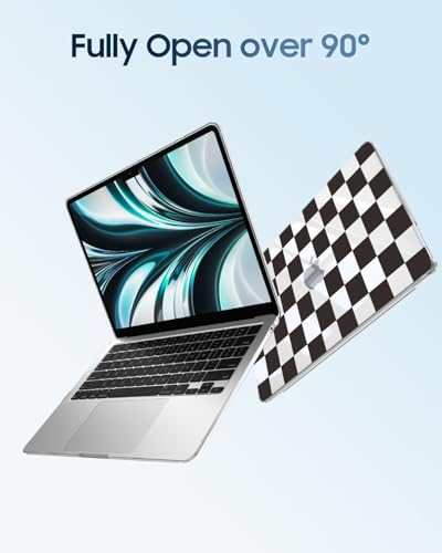 Fintie Case for MacBook Air 13 inch A3449/A3240/A3113/A2681 2022-2026 | M2/M3/M4/M5, Snap On Hard Shell, Full Port Access, Easy On/Off, Lightweight, Checkered - color: Pearl Blue
