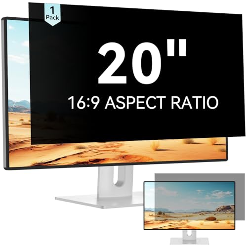 Mamol 20 Inch Computer Privacy Screen Filter for 16:9 Widescreen Monitor, Anti Glare & Blue Light Filter, Removable Computer Monitor Privacy Shield, Anti-Scratch Screen Protector Film 20 in - size: 20'' Privacy Screen (16:9)