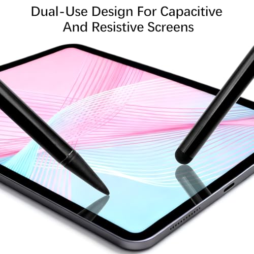6-Pack Black Dual-Tip Stylus Pens – Universal Touchscreen Stylus Compatible with iPad, Samsung Galaxy, Smartphones & Resistive GPS Devices
