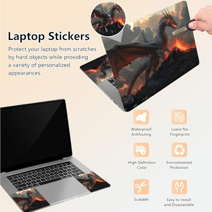 Laptop Skin Sticker Decal 15.6 Inch,12 13 13.3 14 15 15.6 in Laptop Netbook Skins for Notebook,Art Decal Removable Waterproof Scratch Resistant,Universal Vinyl Cover,Fire Dragon Black - color: Fire Dragon Black