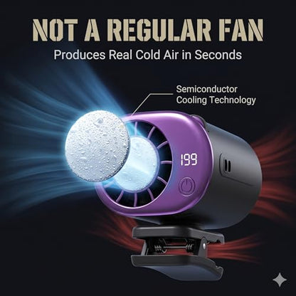 2026 Car Clip On Air Conditioner Fan with Semiconductor Cooling, 199 Speeds Adjustable, LED Display, 360° Rotation, USB Rechargeable Portable Personal Cooler for Office Umbrella Bike Beach