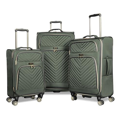 Kenneth Cole REACTION Chelsea Chevron Quilted Luggage, Olive, 3-Piece Set (20"/24"/28") - color: Olive, size: 3-Piece Set (20"/24"/28")