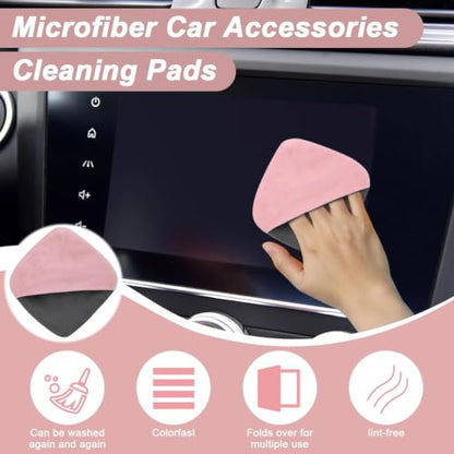 BFXM 2PCS Car Screen Cleaner, 4.1''×4.1'' Pink Microfiber Dashboard Wipes | Square Microfiber Cloth, Automotive Display Wipes,Vehicle Screen Cleaner Tool for Dashboard Display, Car Interior Tool - color: Pink& Grey