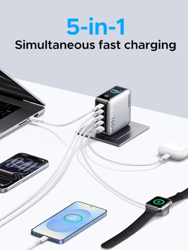 UGREEN Nexode Pro Charger, 160W GaN 5-Port Fast USB C Wall Charger Block, Type-C Charging with Smart Display & Touch Control Compatible for MacBook Pro/Air, iPhone 17/16 Series, iPad, Galaxy