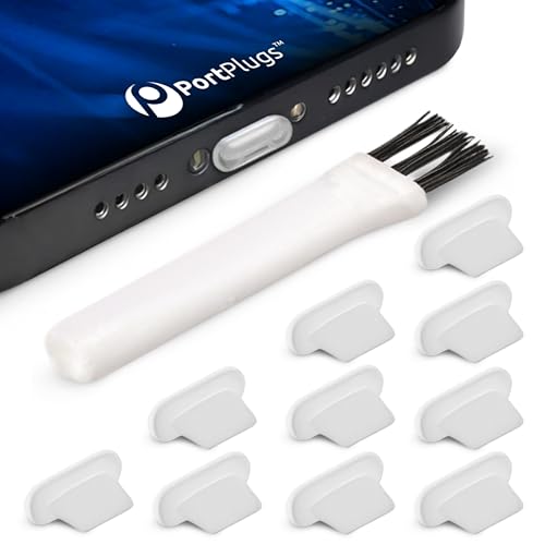 Lightning Dust Plugs 10 Pack, Low Profile Design with Cleaning Brush, Clear | Helps block dust, lint and debris, helps support reliable charging, low profile fit, durable flexible construction - color: Clear