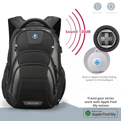 Swissdigital Design TSA Business Laptop Backpack for Men, Large Capacity Travel Backpack with Apple Find My Network and USB Charging Port Tech Backpacks Fits 17 Inch Computer Black| SD1643FB-01 - color: Black 17inch