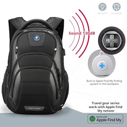 Swissdigital Design TSA Business Laptop Backpack for Men, Large Capacity Travel Backpack with Apple Find My Network and USB Charging Port Tech Backpacks Fits 17 Inch Computer Black| SD1643FB-01 - color: Black 17inch