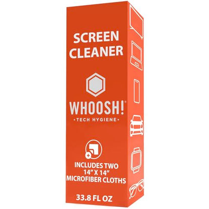 WHOOSH! Screen Shine Pro – TV Screen Cleaner & Cloth, Set of 2, 16.9 fl oz | Includes 2 – 14x14" Microfiber Cloth, For Flat Screens, OLED, LCD, Monitors, Streak Free Finish, Non Toxic & Odorless - size: 16.9 Fl Oz (Pack of 2)