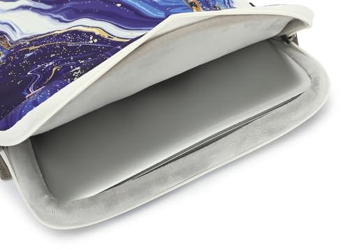 360° Protective Laptop Sleeve Case Bag with 3 Pockets,Handle and Luggage Strap for MacBook Air 13 inch,13.3 inch HP Dell Lenovo Notebook (Blue Marble) - color: Blue Marble, size: 12.5 inch-13.5 inch