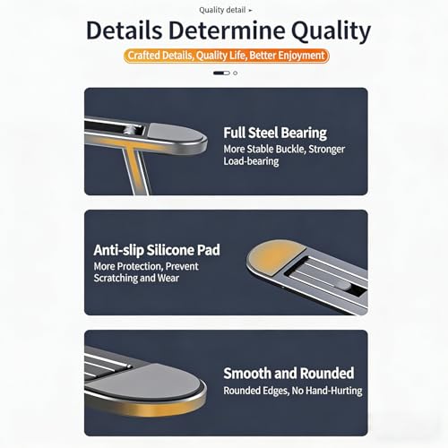 0.5cm Ultra Thin Invisible Laptop Stand, Foldable Mini Aluminum Laptop Riser, Portable Hidden Cooling Support Foot for MacBook 11-17 Inch Laptops& Tablets, 2 Adjustable Height Anti-Slip Notebook Stand