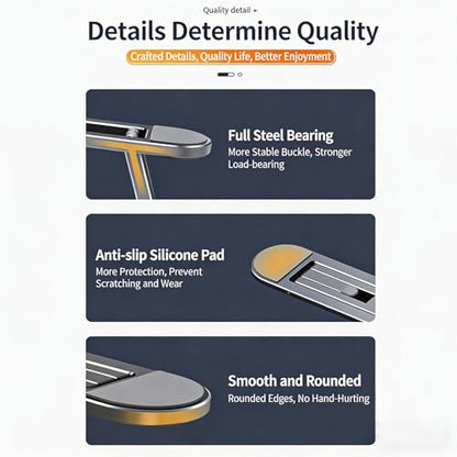 0.5cm Ultra Thin Invisible Laptop Stand, Foldable Mini Aluminum Laptop Riser, Portable Hidden Cooling Support Foot for MacBook 11-17 Inch Laptops& Tablets, 2 Adjustable Height Anti-Slip Notebook Stand